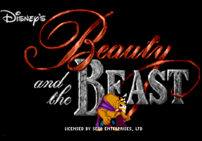 Disneys Beauty and the Beast Roar of the Beast Sega Genesis retro video game action platformer title screen (1993)