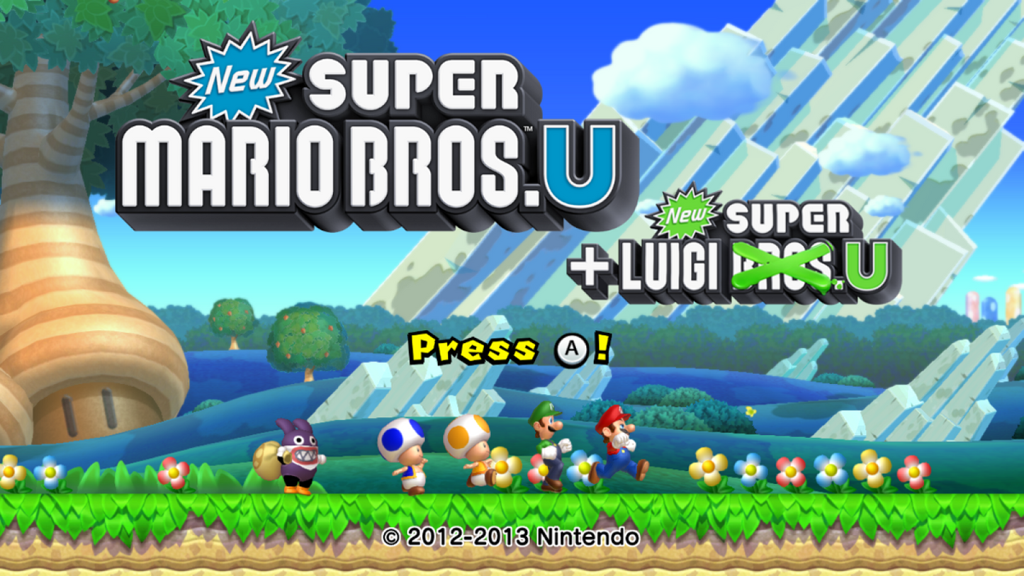 New Super Mario Bros. U + New Super Luigi U title screenfor Nintendo Wii U (WiiU) video game