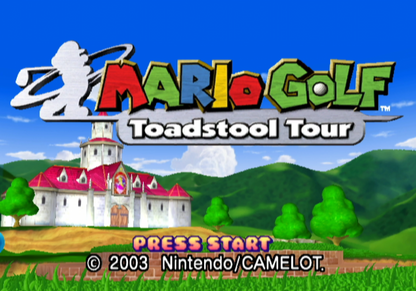 Mario Golf: Toadstool Tour [Player's Choice] start screen for GameCube (GC) sports golf video game