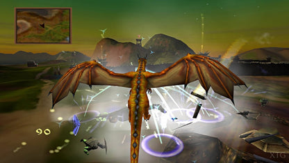Dragon Rage PlayStation 2 action fantasy video game dragons flying fire-breathing combat over-the-shoulder perspective monster hunting missions destructible environments strategy elements gameplay screenshot