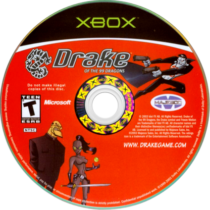 Drake of the 99 Dragons retro Xbox video game Drake of the 99 Dragons third person action shooter comic style gunplay supernatural crime noir combat console title Xbox release disc
