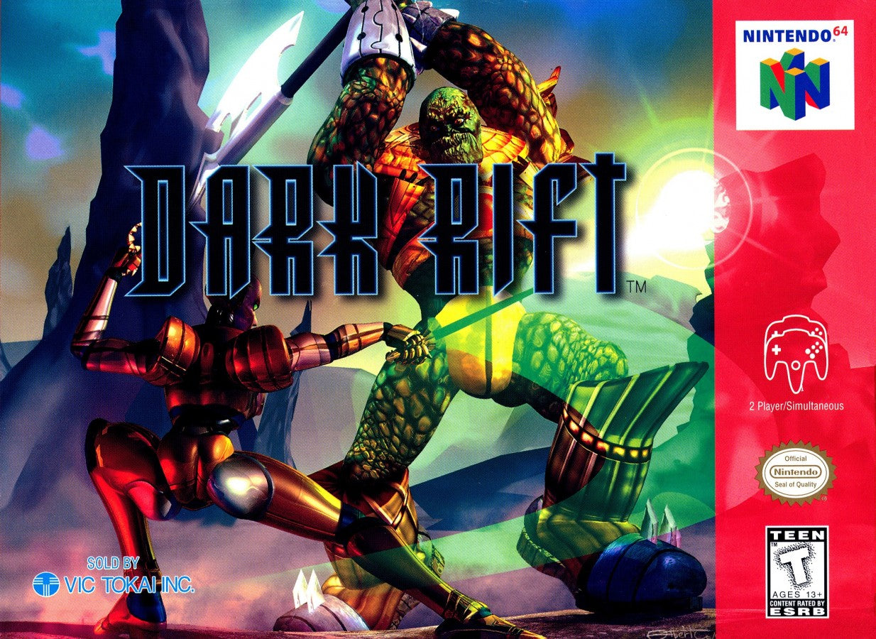 Dark Rift Nintendo 64 N64 for 3D fighting video game fans featuring unique fighters intense arena battles punches kicks special attacks powerful combos character abilities competitive gameplay and classic Nintendo 64 action collectible retro gaming appeal front cover art