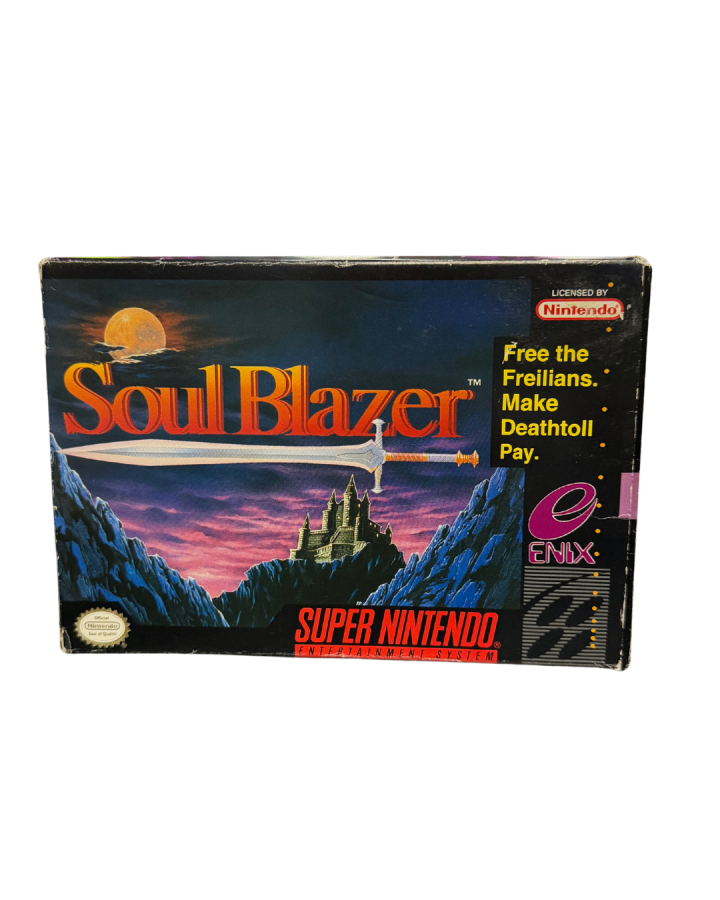 Soul Blazer for Super Nintendo with classic action-RPG adventure theme box
