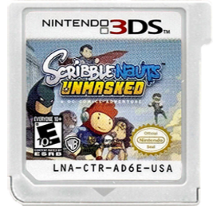 Scribblenauts Unmasked: A DC Comics Adventure cartridge for Nintendo 3DS (3DS) puzzle action video game