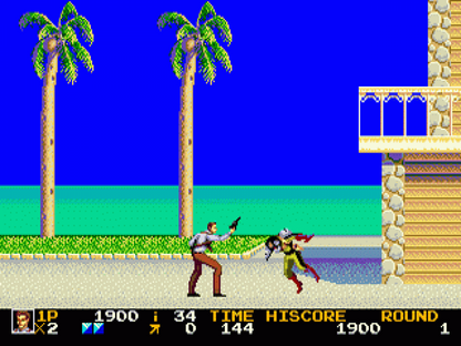 Rolling Thunder 2 Sega Genesis GEN for retro video game enthusiasts featuring side scrolling action shooter gameplay secret agent missions fast paced gun combat cooperative multiplayer challenging enemy encounters classic arcade action and collectible gaming appeal gameplay 