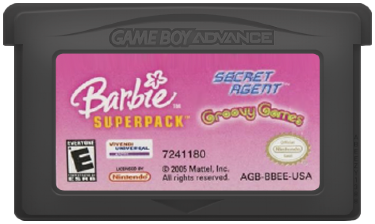 Barbie Superpack Game Boy Advance GBA for retro video game enthusiasts featuring family friendly gameplay multiple Barbie adventures colorful platforming puzzle solving imaginative activities handheld gaming fun and collectible gaming appeal cartridge 