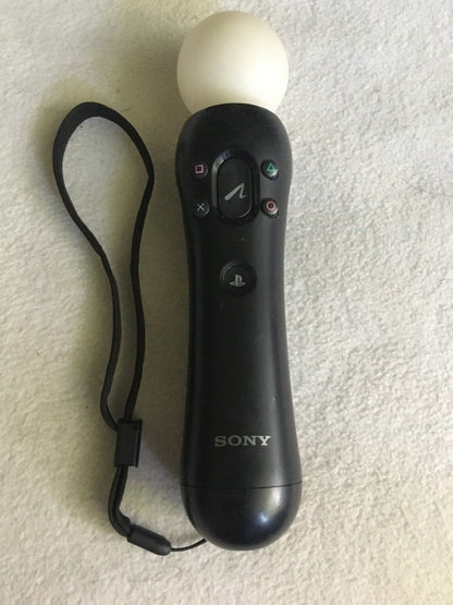PlayStation Move Motion Controller loose motion sensing wand with color-changing orb inertial sensors light tracking technology Bluetooth connectivity for PlayStation 3 PS3 and PlayStation 4 PS4 gaming consoles look at front with wrist strap (not included)