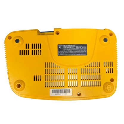 Pikachu Nintendo 64 Console N64 gaming system featuring Pikachu themed yellow console design iconic Pokémon styling built in controller ports cartridge based game support AV connectivity and classic Nintendo 64 hardware design collectible Pokémon and retro Nintendo gaming appeal bottom of console