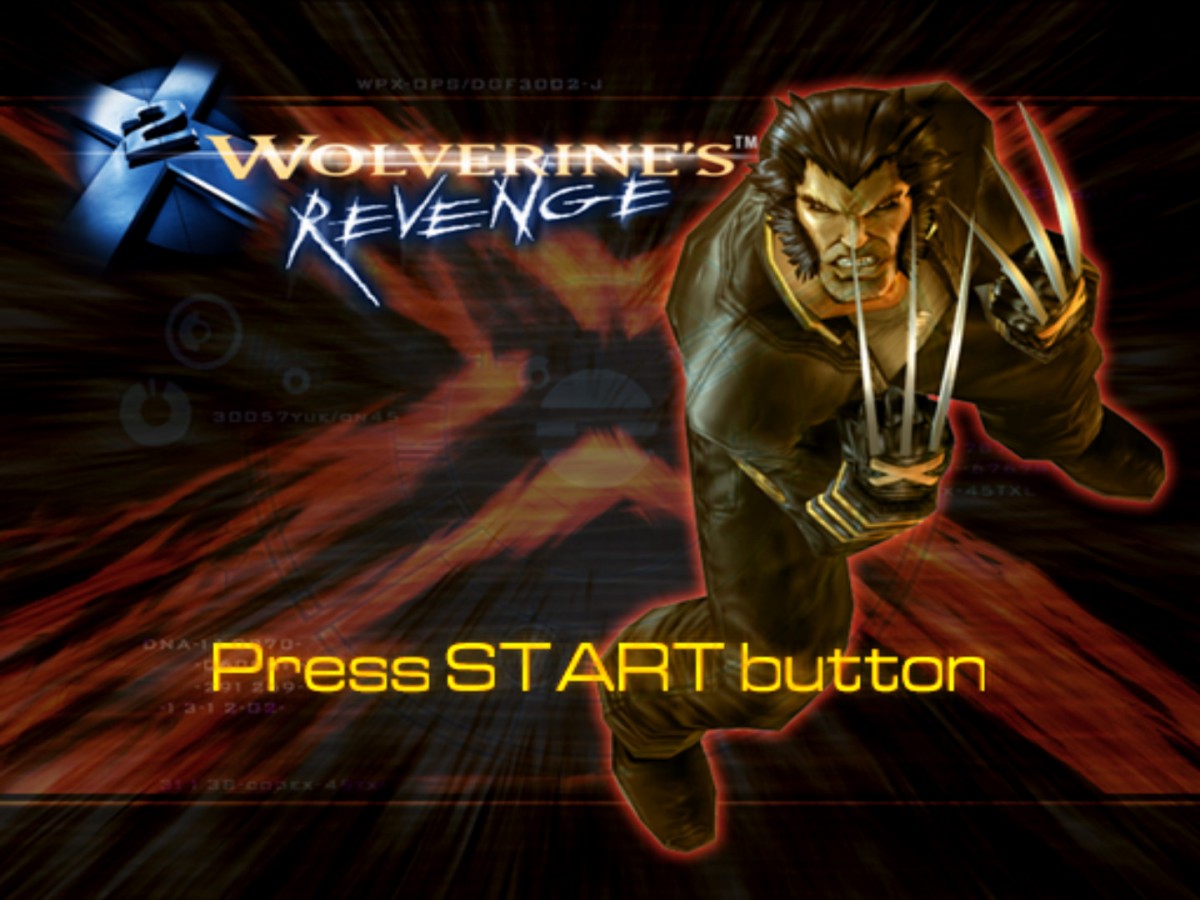 X2: Wolverine's Revenge – PlayStation 2 (PS2) video game title screen, action.