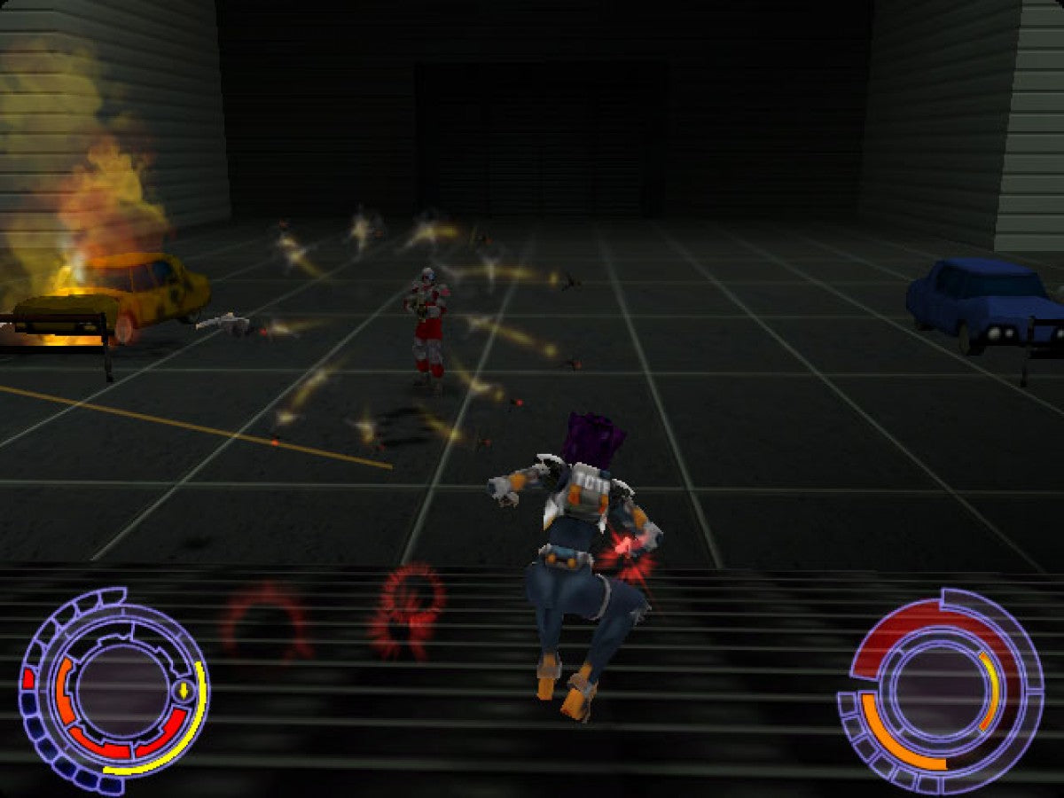Oni for PlayStation 2 third person action game featuring futuristic cyberpunk setting martial arts combat shooting missions anime inspired story gameplay 