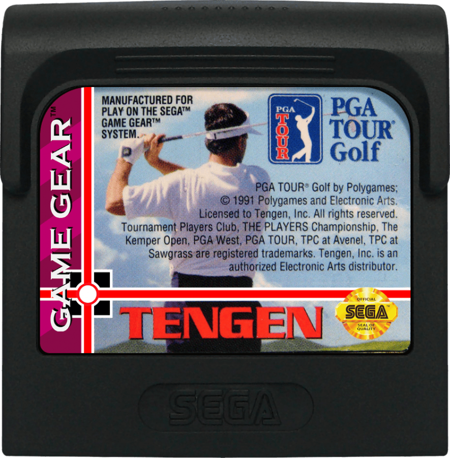 PGA Tour Golf cartridge cover art for Sega Game Gear cover art for golf vidoe game. 