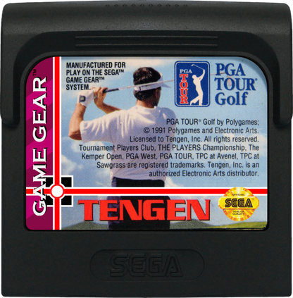 PGA Tour Golf cartridge cover art for Sega Game Gear cover art for golf vidoe game. 