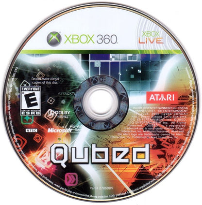 Qubed disc for Xbox 360 (X360) puzzle and music video game compilation