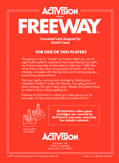 Freeway back cover art for Atari 2600 (2600) video game