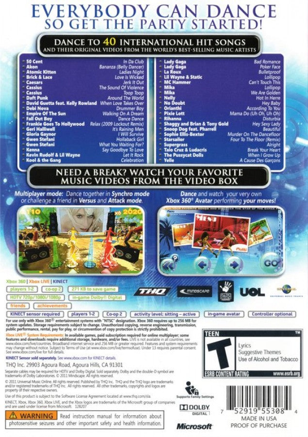 Dance Paradise – Xbox 360 (X360) back Cover art for this xbox 360 game.