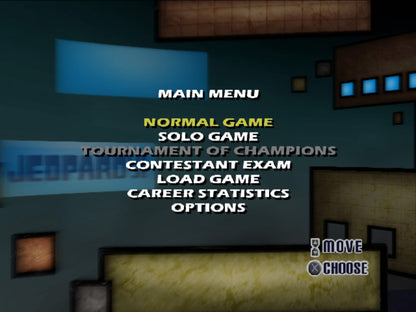 Jeopardy! main menu for Playstation 2 (PS2) trivia video game