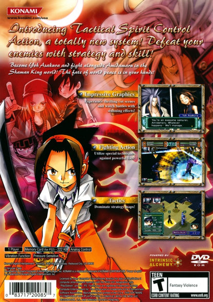 Shaman King Power of Spirit PS2 PlayStation 2 fighting action game retro video game back of case