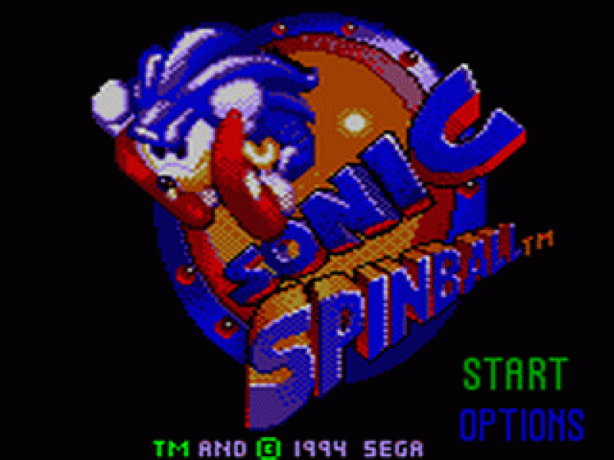 Sonic The HedgeHog: Spinball title screen art for Sega Game Gear (GG) video game