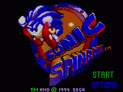 Sonic The HedgeHog: Spinball title screen art for Sega Game Gear (GG) video game