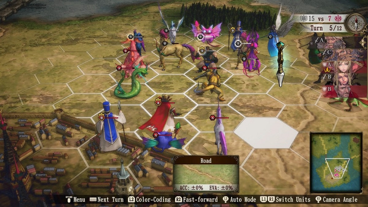 Brigandine: The Legend of Runersia [Limited Run #368] for PlayStation 4 (PS4) at Gamers INC, featuring a grand strategy RPG where you command armies of knights and mythical creatures across the continent of Runersia, conquer rival nations, and shape the fate of six warring factions in deep turn-based battles with expansive replayability gameplay screenshot