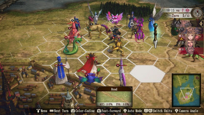 Brigandine: The Legend of Runersia [Limited Run #368] for PlayStation 4 (PS4) at Gamers INC, featuring a grand strategy RPG where you command armies of knights and mythical creatures across the continent of Runersia, conquer rival nations, and shape the fate of six warring factions in deep turn-based battles with expansive replayability gameplay screenshot