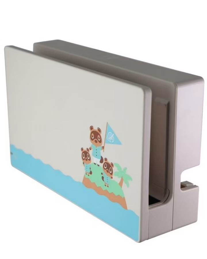 Animal Crossing edition Nintendo Switch dock featuring themed artwork inspired by Animal Crossing New Horizons and compatible with standard Nintendo Switch consoles
