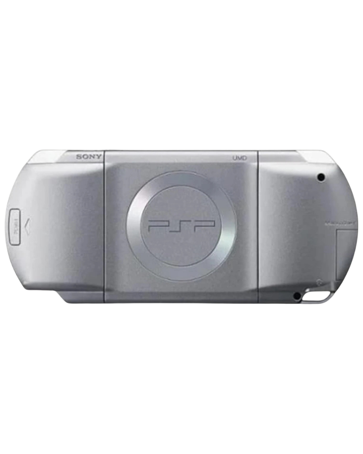 PlayStation Portable 1000 Console PSP Silver JP Import Sony handheld gaming system PSP-1000 Japanese import silver edition UMD portable gaming console retro gaming hardware multimedia device PlayStation Portable system back 