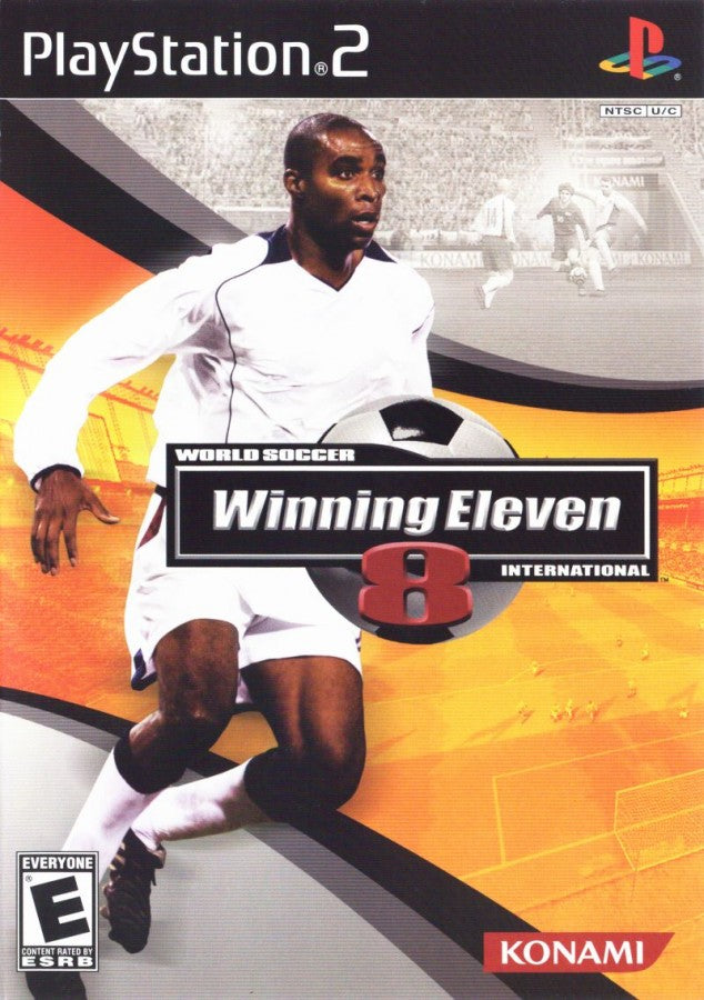 Winning Eleven 8 PlayStation 2 PS2 for soccer sports video game fans featuring realistic football matches international teams tactical gameplay passing shooting dribbling set pieces player management tournament modes and competitive multiplayer action collectible gaming appeal front cover art
