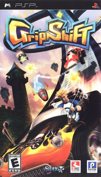 GripShift cover art for PlayStation Portable (PSP) puzzle-platform racing video game