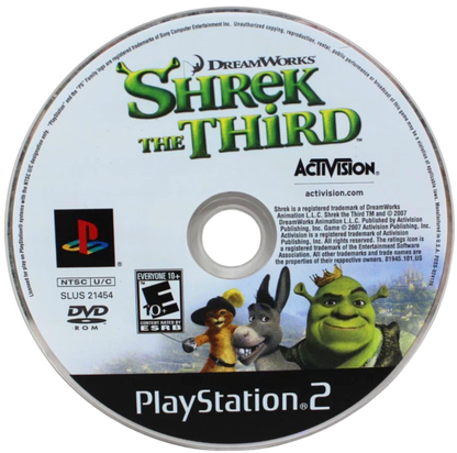 Shrek the Third – PlayStation 2 (PS2) video game disc, action-adventure game.