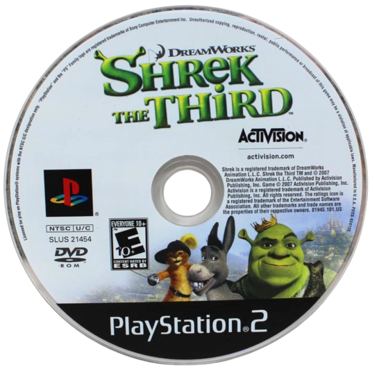 Shrek the Third – PlayStation 2 (PS2) video game disc, action-adventure game.