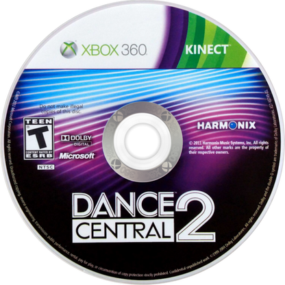 Dance Central 2 for Xbox 360 rhythm dance video game featuring full body Kinect motion tracking competitive dance battles multiplayer modes and high energy music driven gameplay experience disc