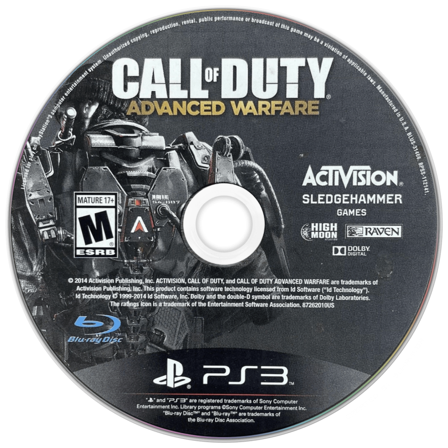 Call of Duty: Advanced Warfare disc for PlayStation 3 (PS3) video game