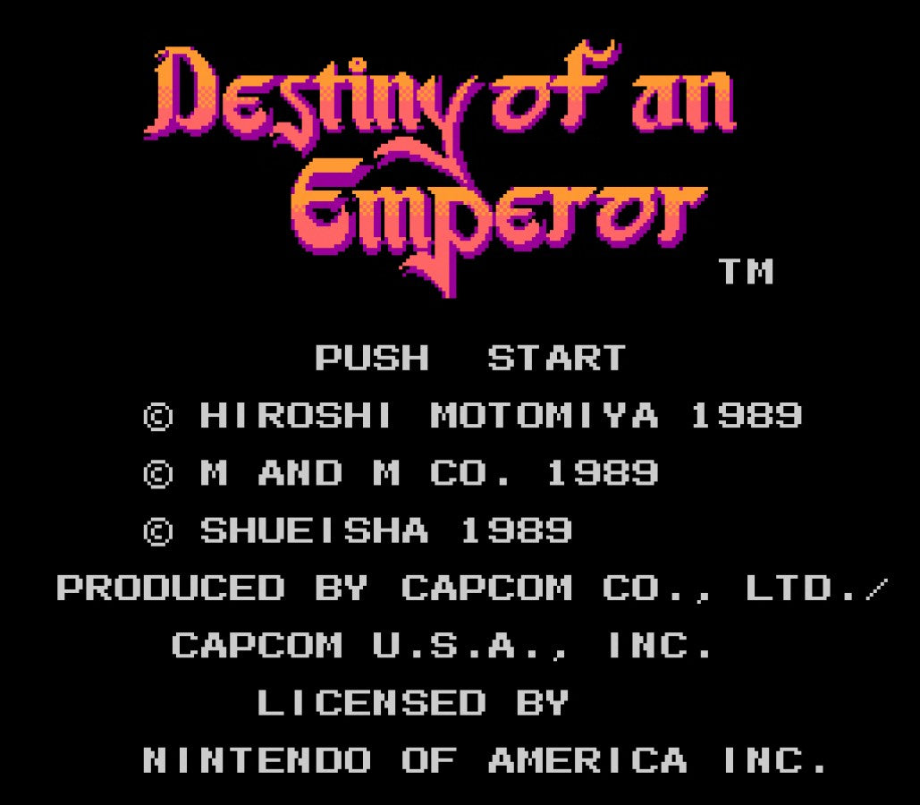 Destiny of an Emperor Nintendo Entertainment System NES for retro video game enthusiasts featuring classic role playing gameplay turn based battles Three Kingdoms storyline strategic party management world exploration character progression and collectible gaming appeal gameplay 