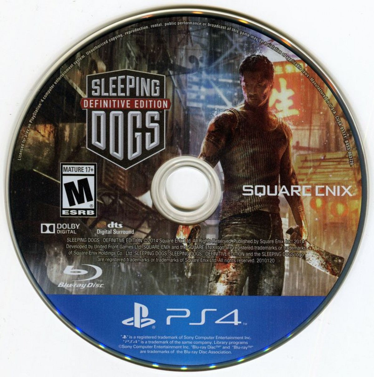 Sleeping Dogs [Definitive Edition] – PlayStation 4 (PS4) video game disc, open-world action-adventure