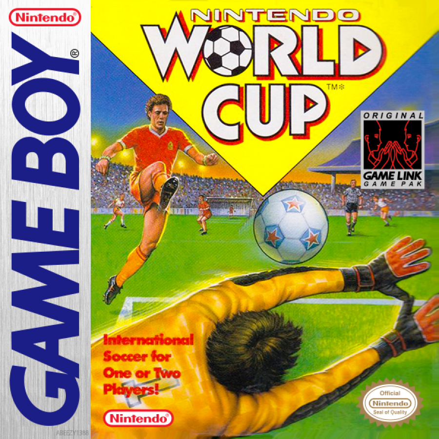 Nintendo World Cup Game Boy sports soccer video game cover art.