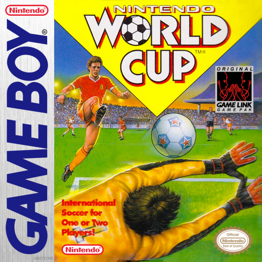 Nintendo World Cup Game Boy sports soccer video game cover art.