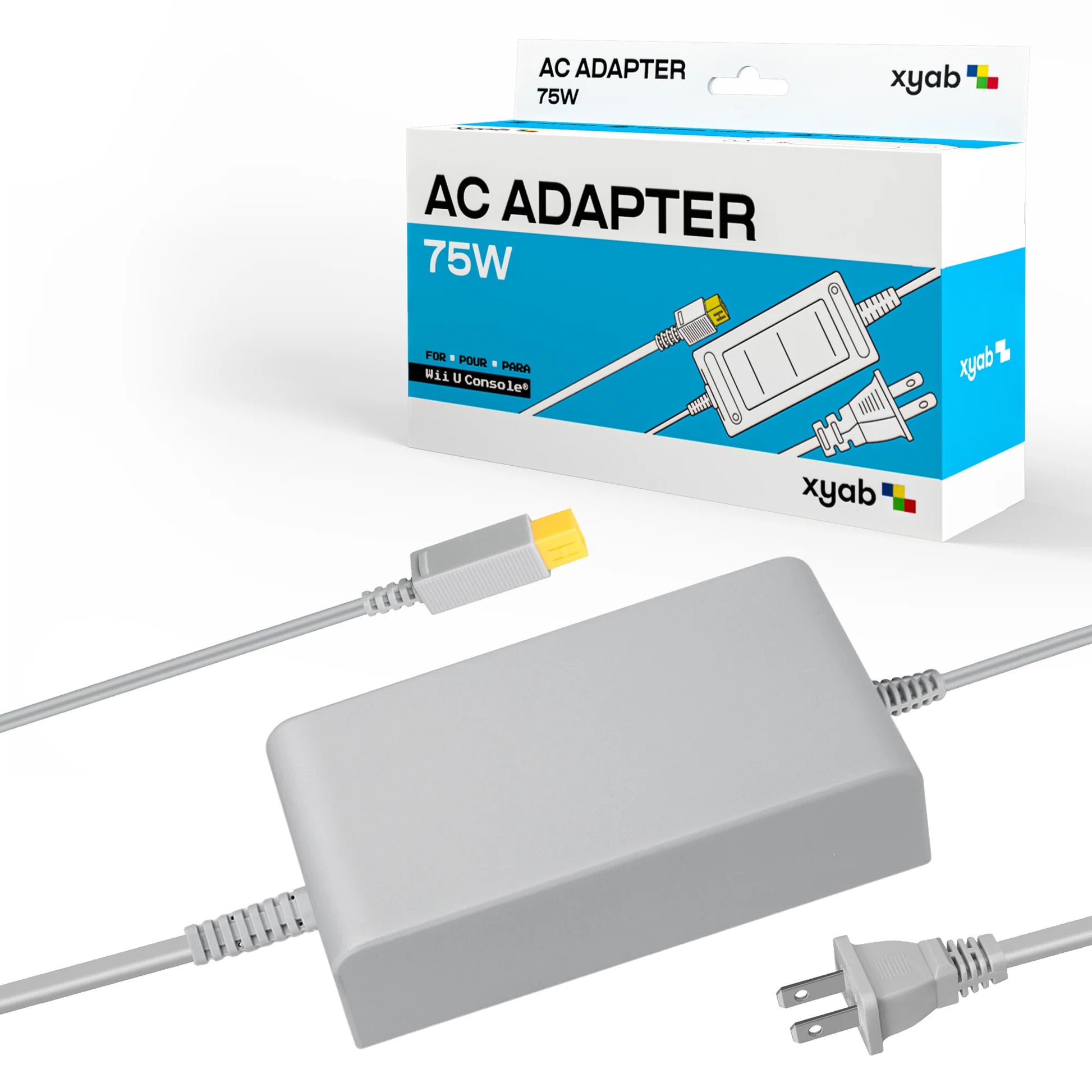 Wii U Console AC Adapter inspired design featuring Nintendo gaming power accessory aesthetic reliable console power supply replacement hardware essential charging connection home gaming setup compatible Wii U system presentation box and charger
