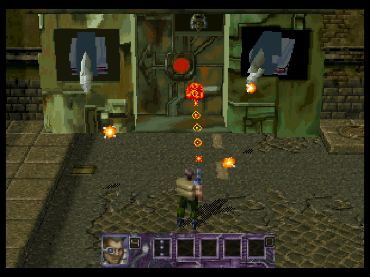 Contra Legacy of War Sega Saturn third person shooter action game run and gun Contra series sci fi combat alien enemies multiplayer co op Konami retro Saturn game Sega Saturn software video game title gameplay 