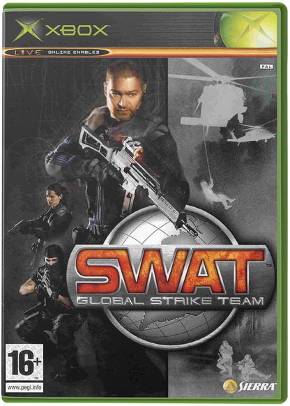 SWAT Global Strike Team tactical shooter video game featuring elite police operations squad based combat realistic weapons hostage rescue missions and strategic law enforcement action gameplay experience cover art