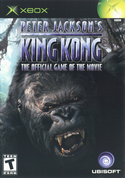Peter Jackson’s King Kong: The Official Game of the Movie Xbox action-adventure video game cover art.