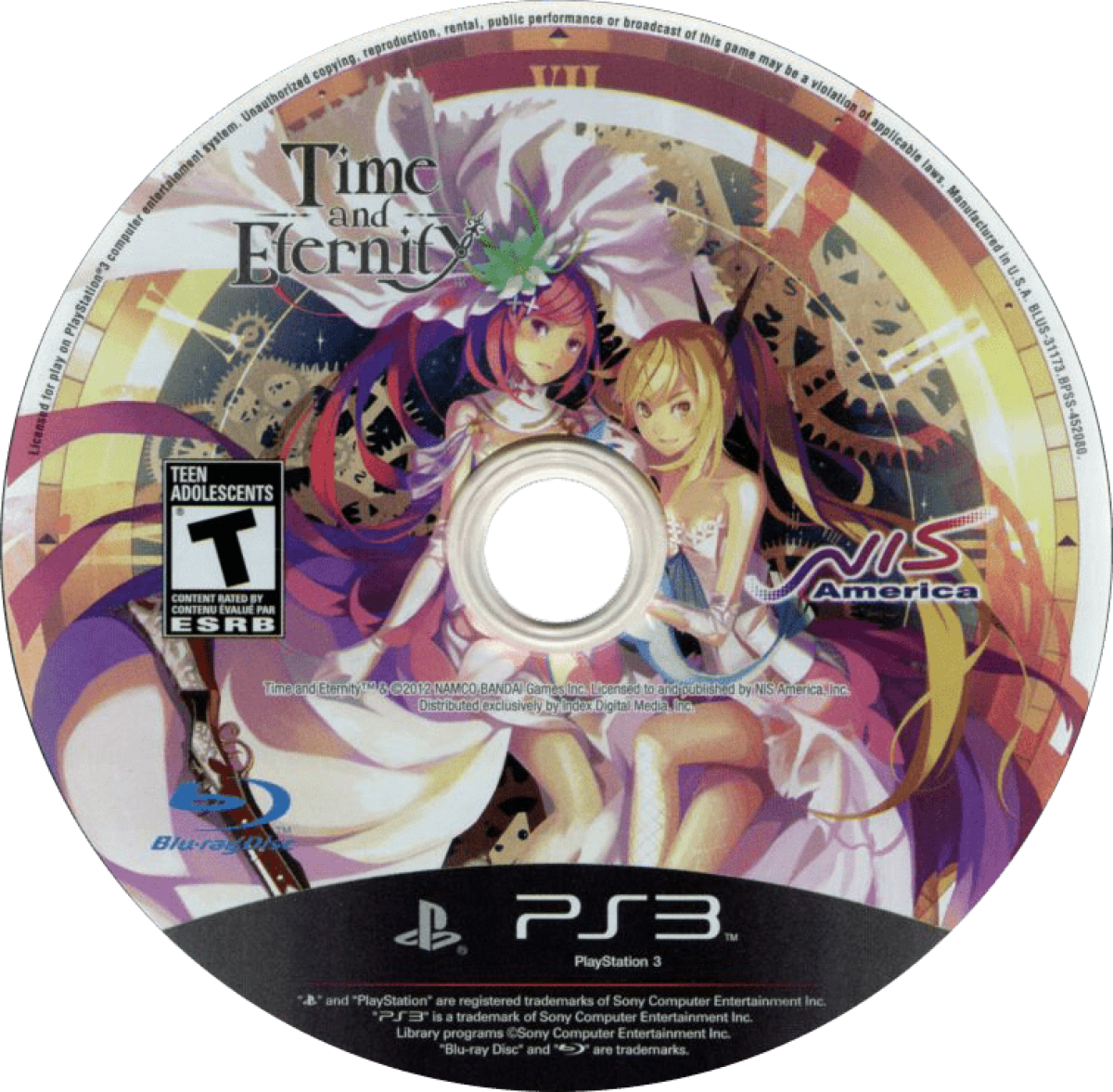 Time and Eternity disc cover art for PlayStation 3 (PS3) JRPG video game. 