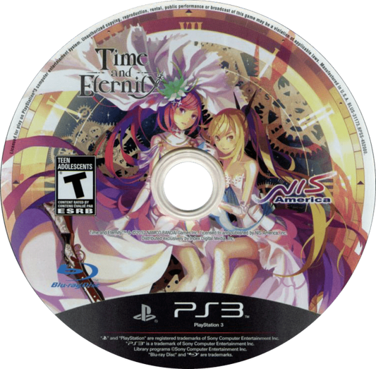 Time and Eternity disc cover art for PlayStation 3 (PS3) JRPG video game. 