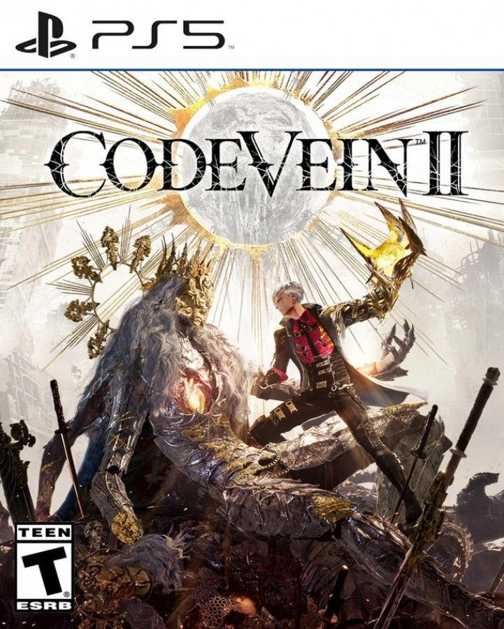 Code Vein II PlayStation 5 PS5 for action role playing video game fans featuring challenging soulslike combat dark fantasy exploration supernatural abilities powerful weapons character customization companion characters intense boss battles mysterious environments and immersive anime inspired adventure collectible gaming appeal front cover art