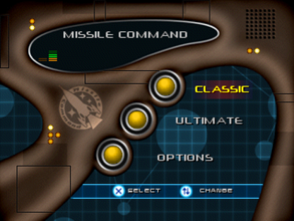 Missile Command PlayStation PS1 for arcade shooter video game fans featuring classic missile defense gameplay fast paced action strategic targeting city protection endless enemy waves retro arcade challenges updated PlayStation experience collectible gaming appeal gameplay