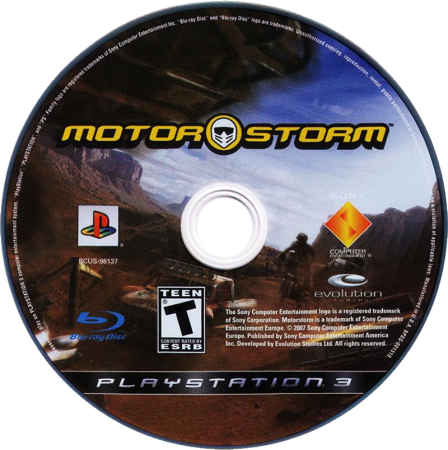 MotorStorm disc art for PlayStation 3 (PS3) video game