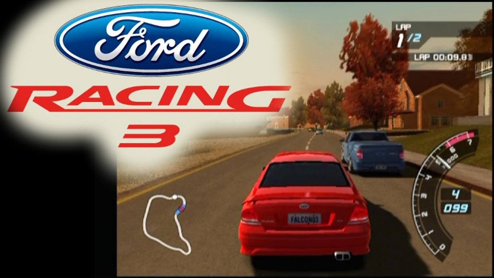 Ford Racing 3 home screen for PlayStation 2 (PS2) Ford-licensed arcade-style racing video game
