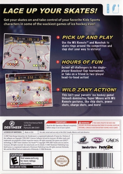 Kidz Sports: Ice Hockey – Nintendo Wii (Wii) arcade ice hockey sports video game back of case