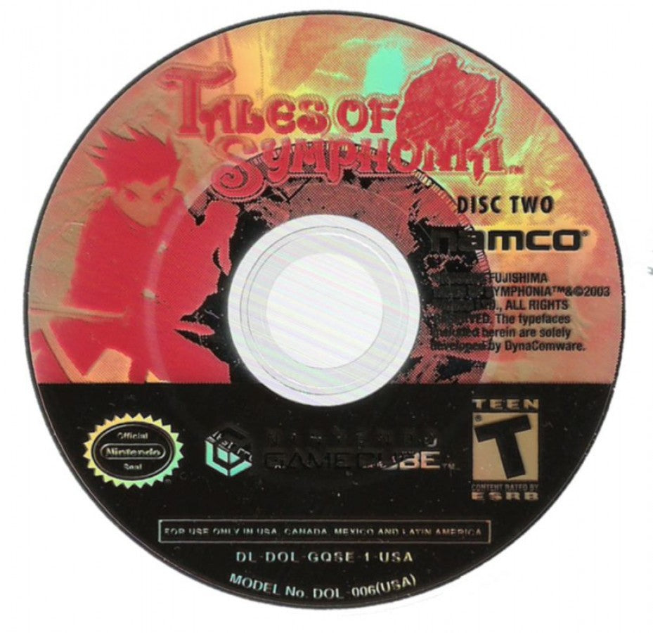 Tales of Symphonia Player’s Choice GameCube GC video game, JRPG, fantasy adventure, real-time combat, anime-style storytelling, Nintendo GameCube classic disc 2