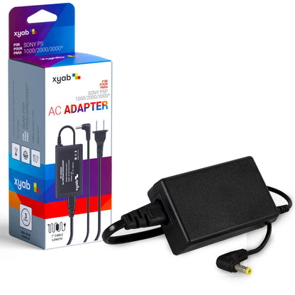 XYAB brand AC adapter and charger compatible with all PlayStation Portable (PSP) models for powering and charging handheld consoles